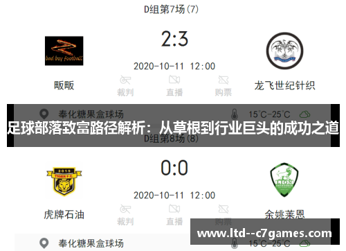 足球部落致富路径解析:从草根到行业巨头的成功之道 足球部落致富路径解析:从草根到行业巨头的成功之道